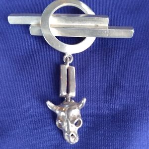 Sterling silver bull head brooche